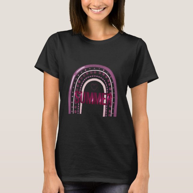 Sommarkvinnors Lila Black Boho T Shirt (Framsida)