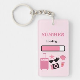 Sommarladdad nyckelring i rosa akryl