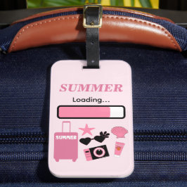 Sommarladdad rosa bagagetikett bagagebricka
