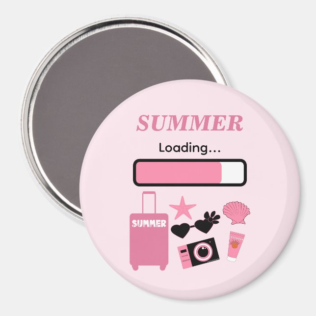 Sommarladdad Rosa Magnet (Front/Back)