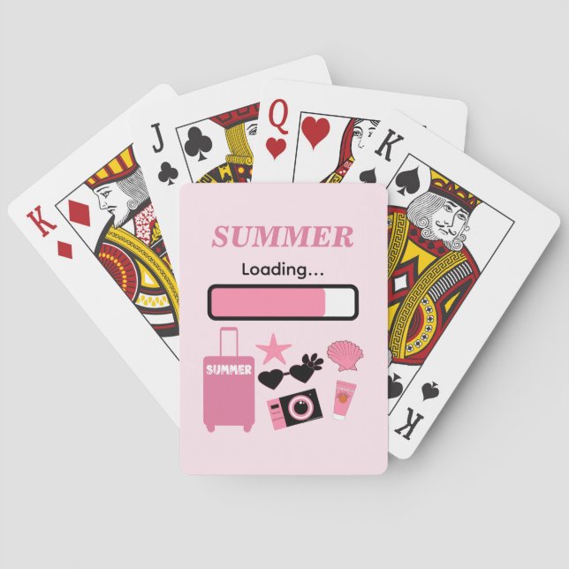 Sommarladdade rosa klassiska spelkort (Baksidan)