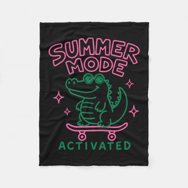 Sommarläge Aktiverat Sött Alligator-design Fleecefilt (Framsidan)