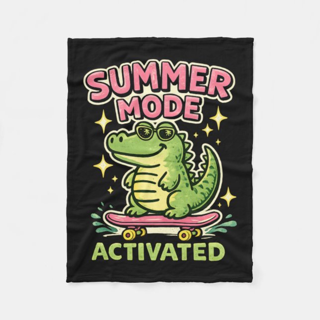Sommarläge Aktiverat Sött Alligator Konst Fleecefilt (Framsidan)