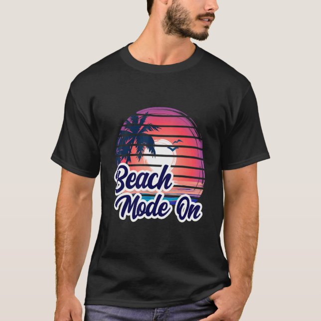 Sommarläge för solnedgång i Beach Handflatan Träd  T Shirt (Framsida)