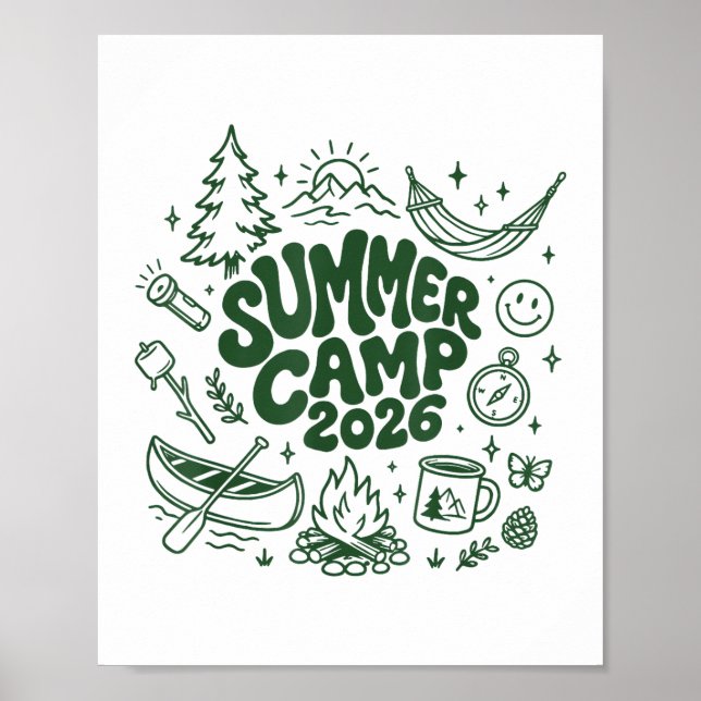 Sommarläger 2026 Barn Natur Utforskare Camping Äve Poster (Framsidan)