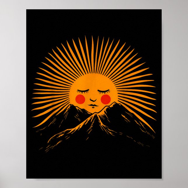 Sommarläger camping campfire solsken poster (Framsidan)