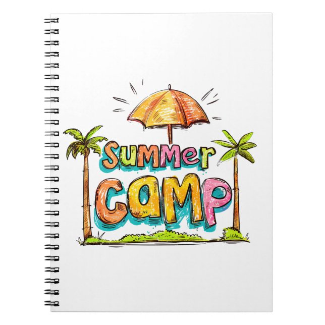 Sommarläger - Färgrik Sommarläger Skylt Anteckningsbok (Framsidan)