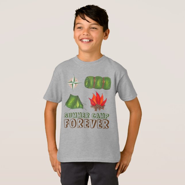 Sommarläger för Compass Sleeping Bag Tält Fire Tee Shirt (Hel framsida)