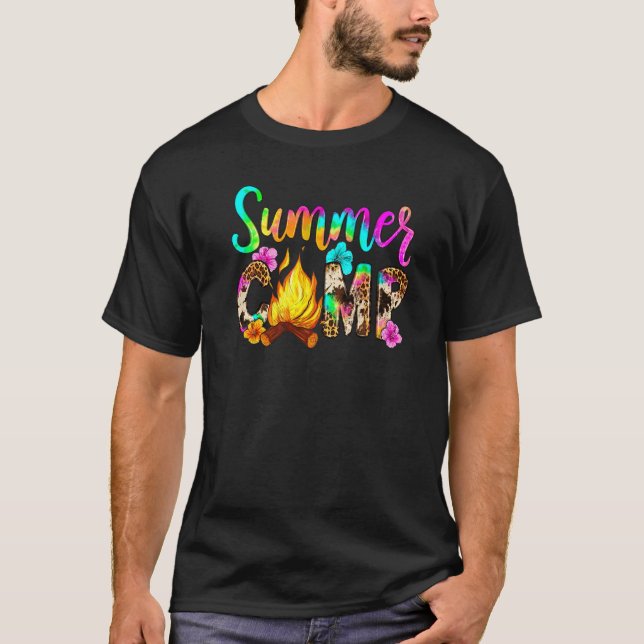 Sommarläger Leopard Campfire Westerna Land Summe T Shirt (Framsida)