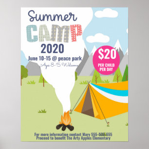 sommarlägerflygare, skolcamping ut Flyer Poster