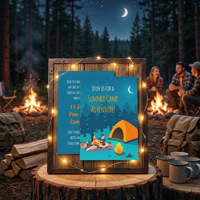 Sommarlägerinbjudan | Handritad design Inbjudningar (Skapare uppladdad)