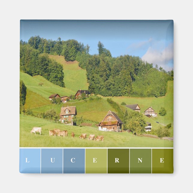 Sommarlandskap i Schweiz Magnet (Framsidan)