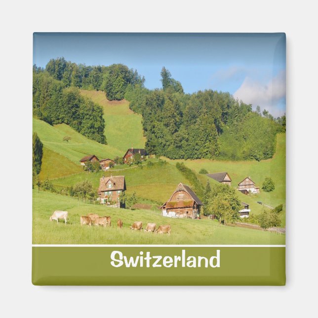 Sommarlandskap i Schweiz Magnet (Framsidan)