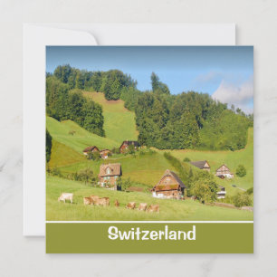 Sommarlandskap i Schweiz med platta kort
