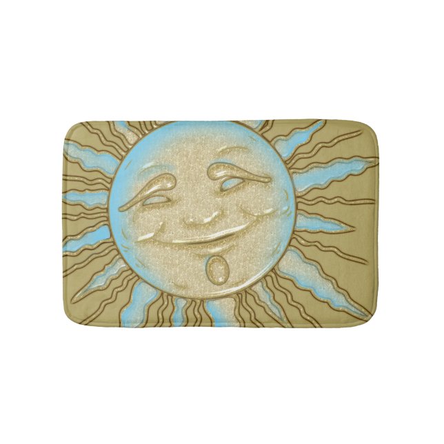 Sommarleende Sol Blue Guld Bath Mat Badrumsmatta (Framsidan)