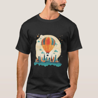 Sommarlik Resa Med Varmt Luftballong I Stad T Shirt