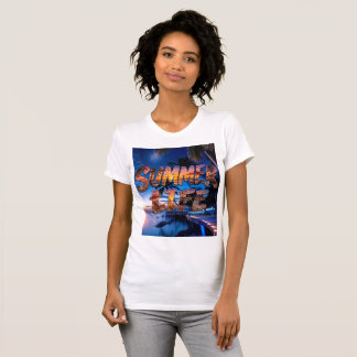 Sommarliv Tropisk Strand Solnedgång Typografi T-Sh T Shirt