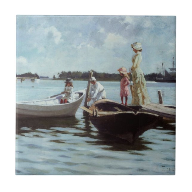 Sommarlivet på öarna (av Albert Edelfilt) Kakelplatta (Framsidan)
