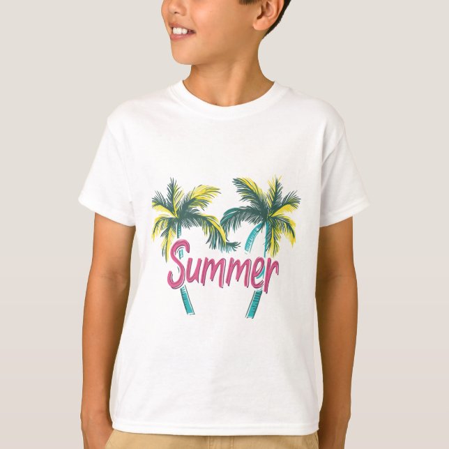 SommarLogotyp - Sommaren Handflatan med Tropical V T Shirt (Framsida)
