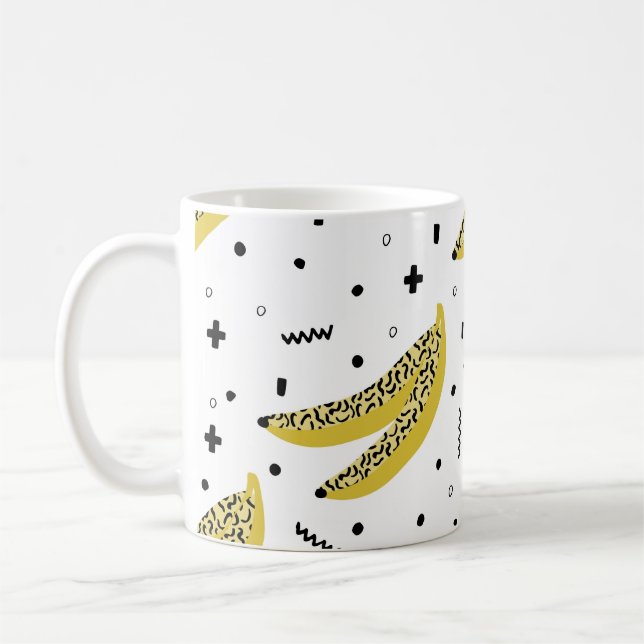 Sommarlösa mönster med bananer på popkonst kaffemugg (Vänster)