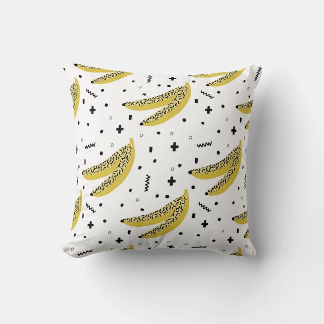 Sommarlösa mönster med bananer på popkonst kudde (Framsida)