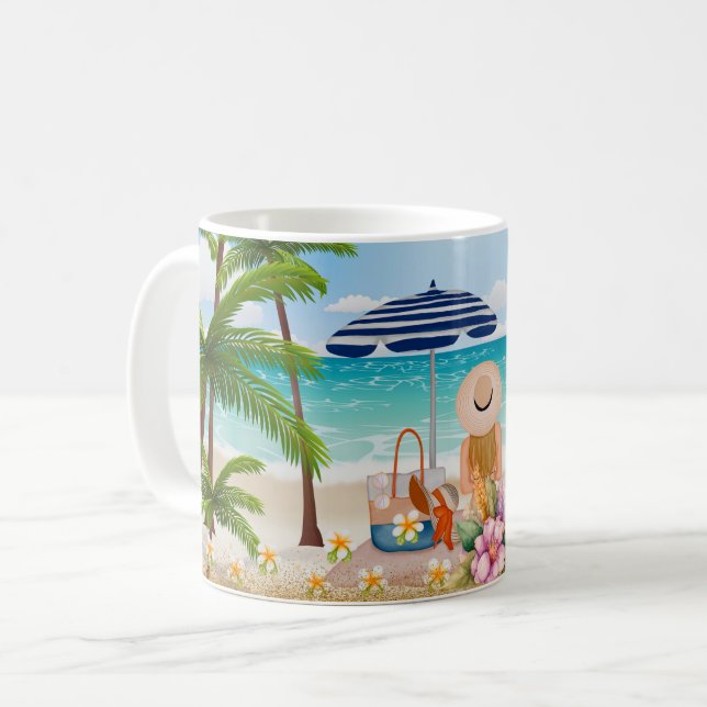 Sommarlov, Lyxig Semester Vid Havet Kaffe Kaffemugg (Framsida vänster)
