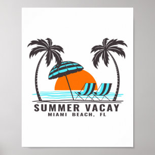 Sommarlov Miami Beach Florida Usa Strand Semester Poster