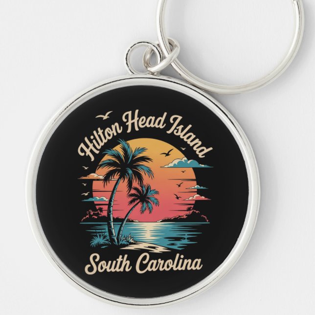 Sommarlov Retro South Carolina Rund Silverfärgad Nyckelring (Framsidan)