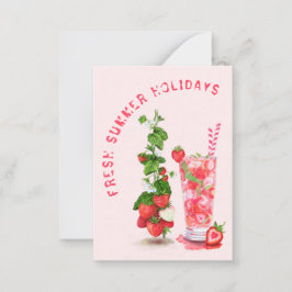 Sommarlovskort med färsk jordgubbsdryck anteckningskort