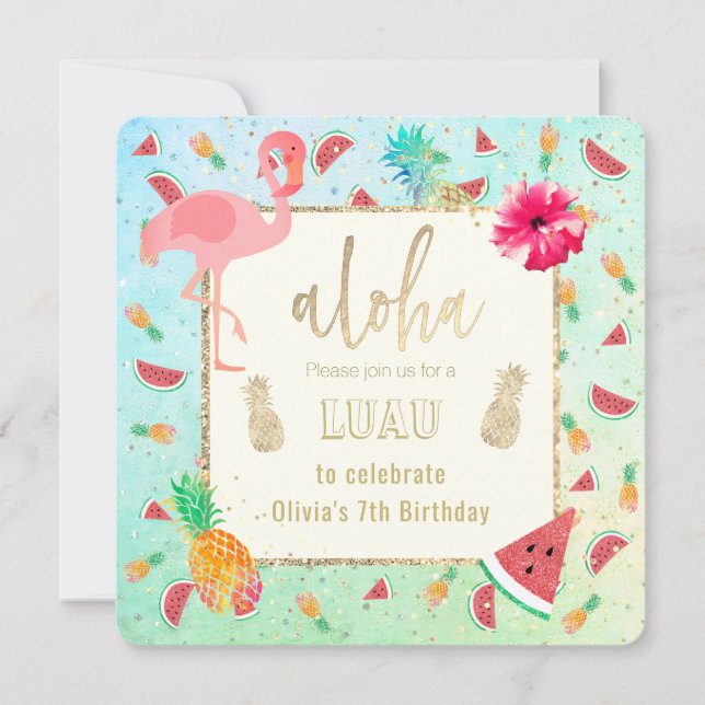 sommarluau party inbjudningar (Framsida)