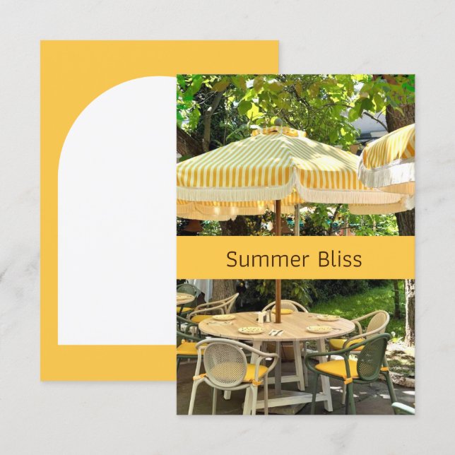 Sommarlycka | Solig parkcafé-postkort Kort (Fram/baksida)