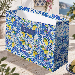 Sommarmajolika blå siciliansk citrus Medelhavet