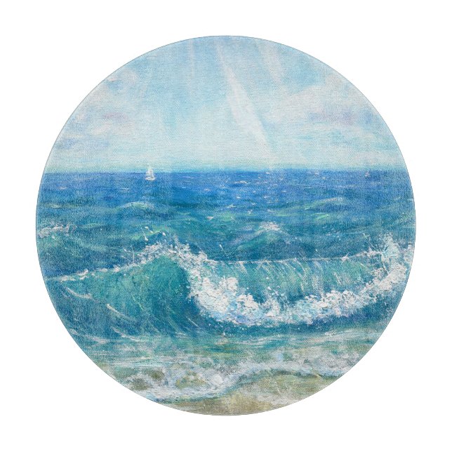 Sommarmålning, blått vågar, akrylmålning... sjölan (Framsidan)