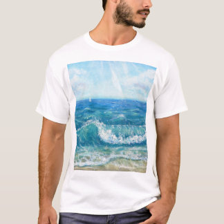 Sommarmålning, blått vågar, akrylmålning... sjölan t shirt