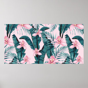 Sommarmålning i tropik sömlös mönster med handflat poster