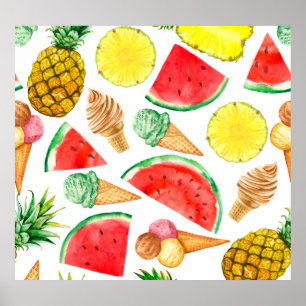 Sommarmat: Watermelon Ice-kräm Poster