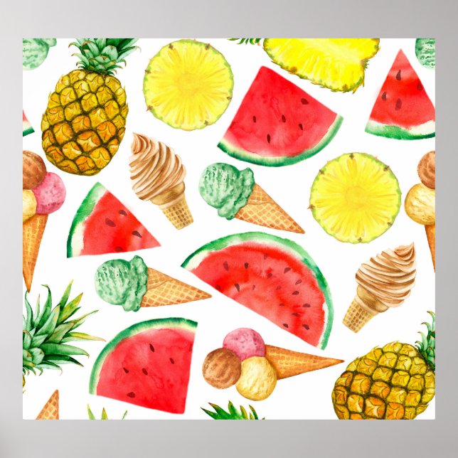 Sommarmat: Watermelon Ice-kräm Poster (Framsidan)