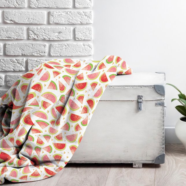 Sommarmelon Slices & Guld Heart Mönster Fleecefilt (Watermelon Pattern Fleece Blanket)
