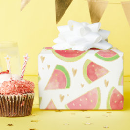 Sommarmelon Slices & Guld Heart Mönster Presentpapper