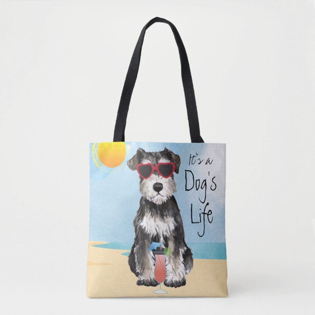 Sommarminister Schnauzer Tote Bag Tygkasse (Framsida)