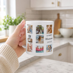 Sommarminnen Foto Collage vit svart Kaffemugg