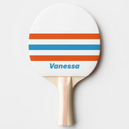 Sommarminnen tvärs över randigt med namn pingisracket