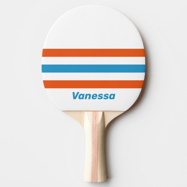 Sommarminnen tvärs över randigt med namn pingisracket (Framsidan)