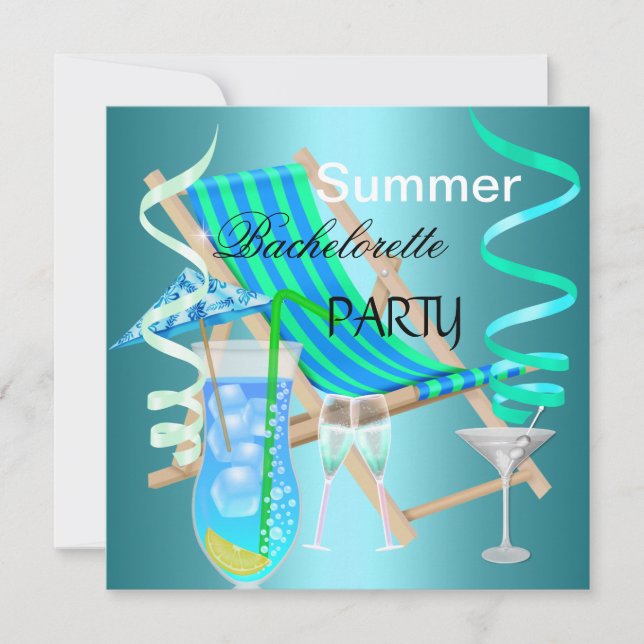 Sommarmöhippa Tealblå Kalla Drycker Inbjudningar (Framsida)