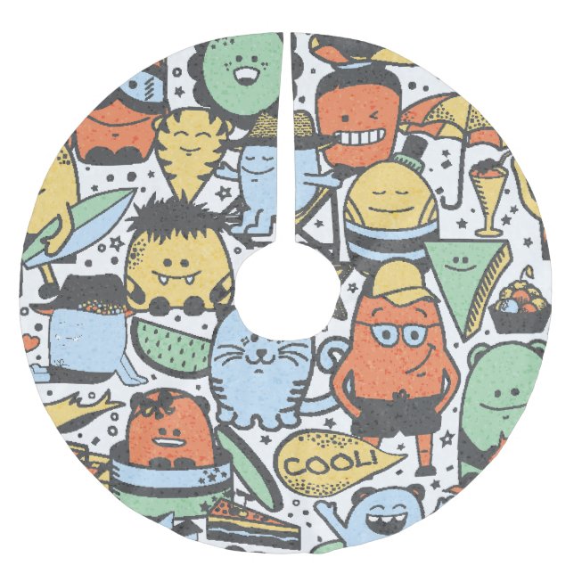 Sommarmonster, färglös, sömlös mönster julgransmatta borstad polyester (Framsidan)