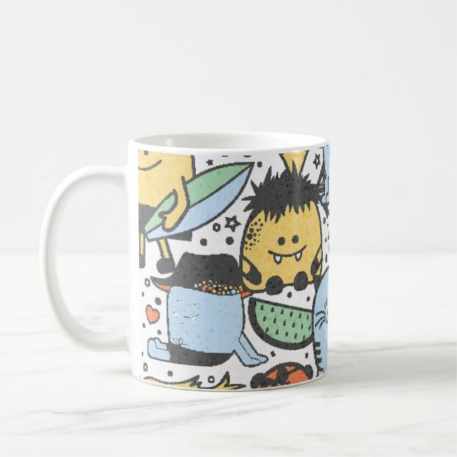Sommarmonster, färglös, sömlös mönster kaffemugg (Vänster)