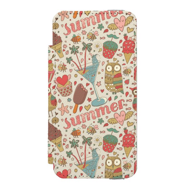 Sommarmönster med glass incipio iPhone wallet skal (Folio Framsidan)