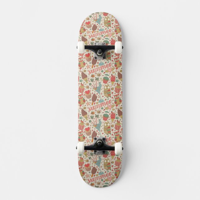 Sommarmönster med glass old school skateboard bräda 21,6 cm (Framsida)