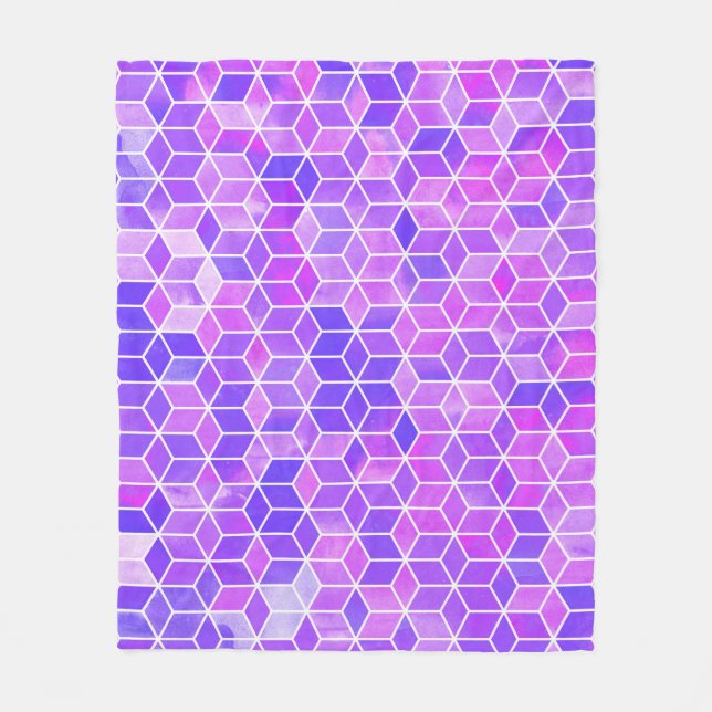 Sommarmosaik: Watercolor Cube Fusion Fleecefilt (Framsidan)