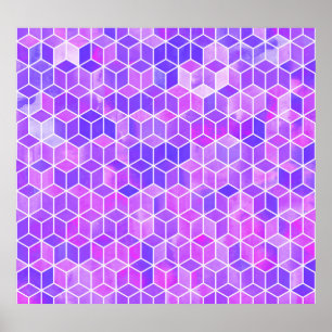 Sommarmosaik: Watercolor Cube Fusion Poster